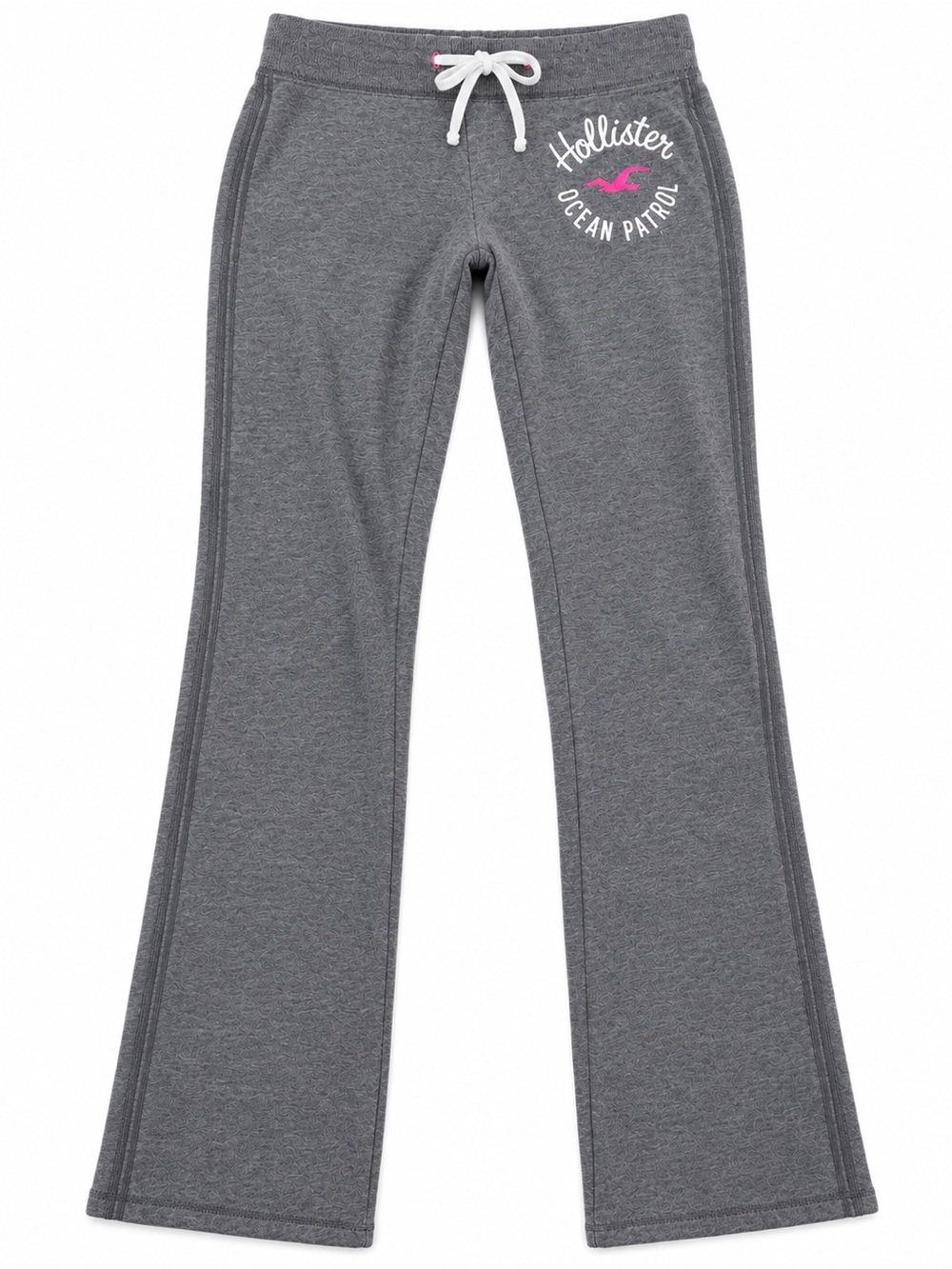 Y2K Hollister Ocean Patrol Sweatpants Womens M Gray Pink Logo Flare Lounge Pants